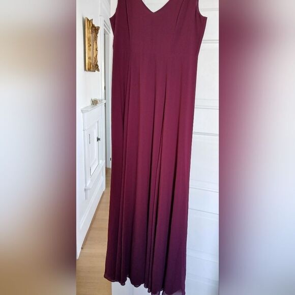 Show Me Your Mumu Jenn Maxi Dress Merlot Fitted Bodice Deep Neckline - Picture 6 of 16